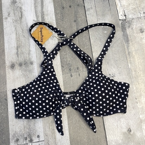 Nwt 2 piece bikini. Black‎ and white polka dot.  Size small - Picture 2 of 11